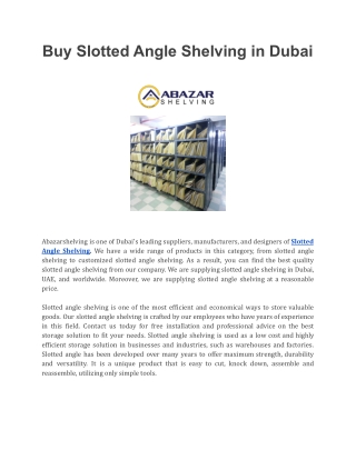 Buy Slotted Angle Shelving in Dubai