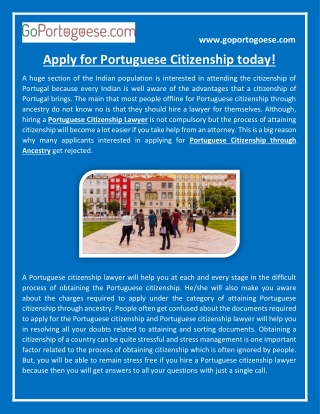 Apply for Portuguese Citizenship today!