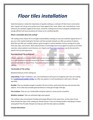 Floor tiles installation