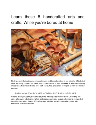 Learn these 5 handcrafted arts and crafts, While you're bored at home