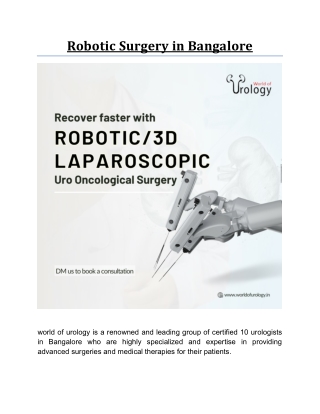 Robotic Surgery in Bangalore