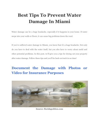 Best Tips To Prevent Water Damage In Miami