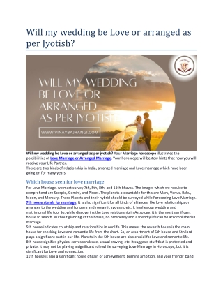 Will my wedding be love or arranged as per jyotisha