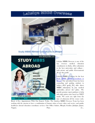 Best Consultants for MBBS Abroad in Bhopal