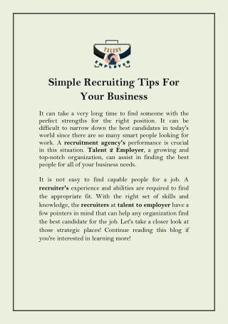 Simple Recruiting Tips For Your Business