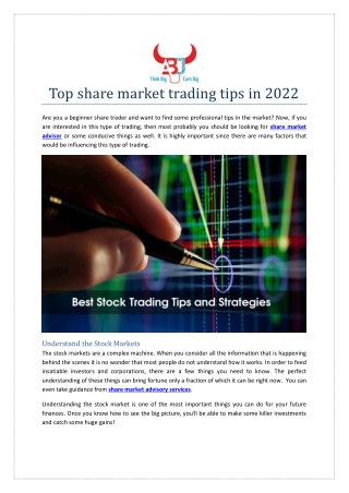 Top share market trading tips in 2022