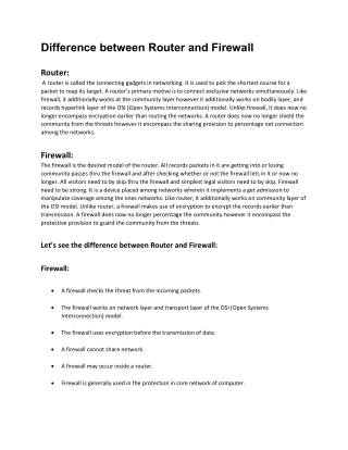 Difference between Router and Firewall