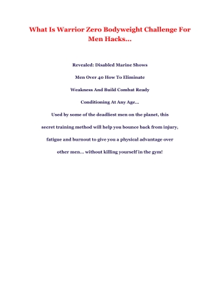 What Is Warrior Zero Bodyweight Challenge For Men Hacks