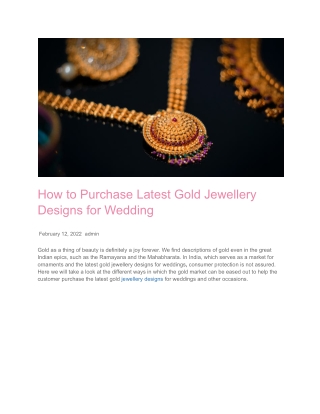 How to Purchase Latest Gold Jewellery Designs for Wedding