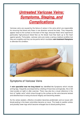 Untreated Varicose Veins Symptoms, Staging, and Complications