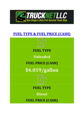 FUEL TYPE & FUEL PRICE (CASH) Truck Net LLC