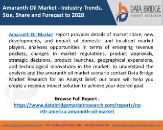 North America Amaranth Oil Market