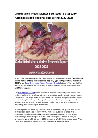 Global Dried Meats Market Research Report 2022-2028