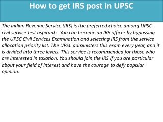 How to get IRS post in upsc