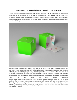 How Custom Boxes Wholesale Can Help Your Business