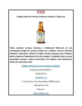 botiga online de cervesa artesana catalana | Kibus.cat