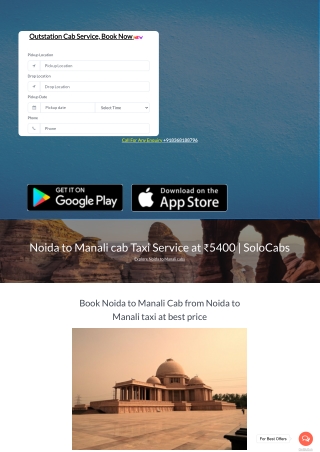 Noida to Manali cab | Noida to Manali taxi service at SoloCabs