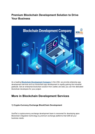 Premium Blockchain Development Solution to Drive Your Business