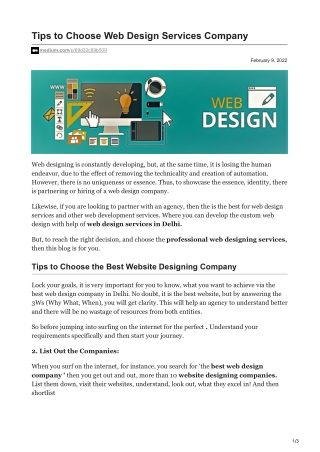Tips to Choose Web Design Services Company