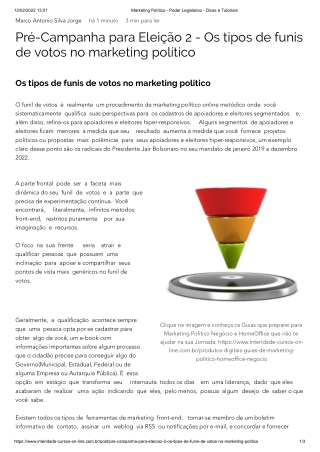 Pré-Campanha para Eleição 2 - Os tipos de funis de votos no marketing político Marketing Político - Poder Legislativo -
