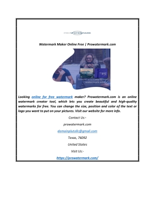 Watermark Maker Online Free | Prowatermark.com