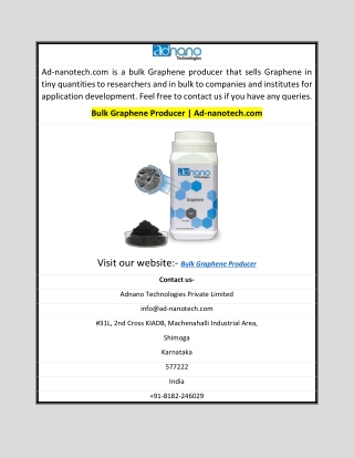 Bulk Graphene Producer Ad-nanotech.com