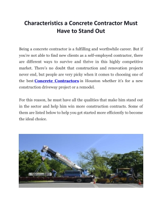 Characteristics a Concrete Contractor Must Have to Stand Out