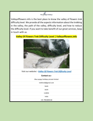 Valley Of Flowers Trek Difficulty Level  Valleyofflowers.info