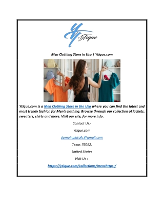 Men Clothing Store in Usa | Ytique.com