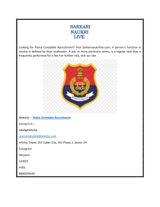 Police Constable Recruitment  Sarkarinaukrilive.com