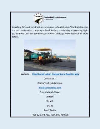 Road Construction Companies in Saudi Arabia | Contrateksa.com