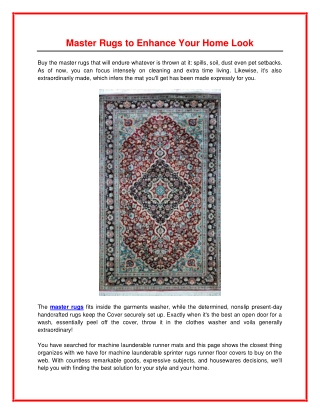 Master Rugs to Enhance Your Home Look