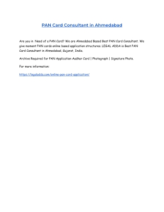 PAN Card Consultant in Ahmedabad