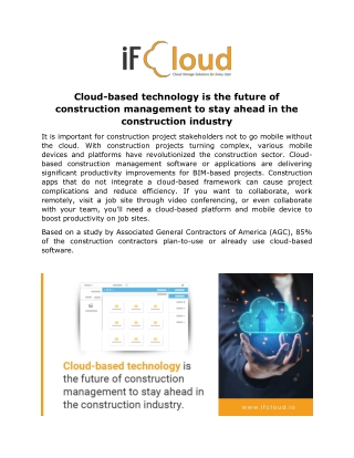 Cloud-based technology is the future of construction management to stay ahead in the construction industry.