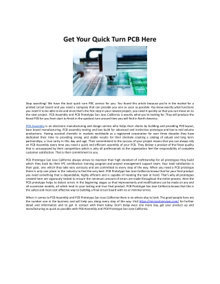 Get Your Quick Turn PCB Here