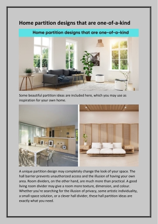 Home partition designs that are one-of-a-kind-converted