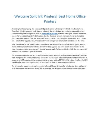 Welcome Solid Ink Printers Best Home Office Printers