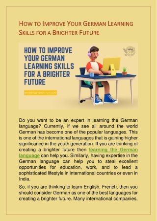 How To Improve Your German Learning Skills For A Brighter Future