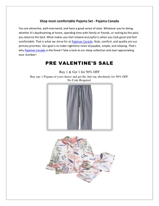 Shop most comfortable Pajama Set - Pajama Canada