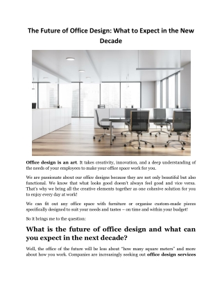 The Future of Office Design What to Expect in the New Decade