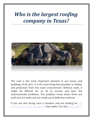 Who is the largest roofing company in Texas