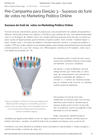 Pré-Campanha para Eleição 3 - Sucesso do funil de votos no Marketing Político Online Marketing Político - Poder Legislat