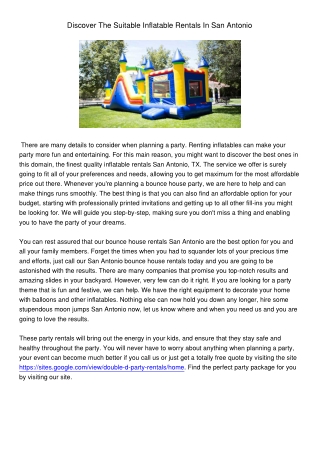 DiscoverTheSuitableInflatableRentalsInSanAntonio