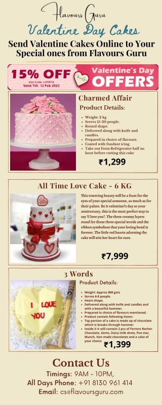 This year on ValentOnline Order Valentine Day Cake in Delhi NCR - Flavours Guru