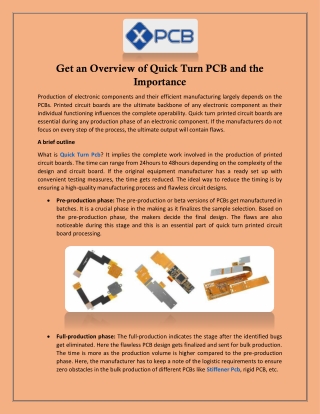 Get an Overview of Quick Turn PCB and the Importance