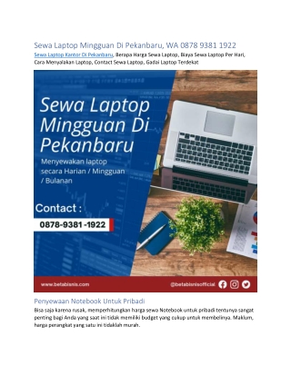 Sewa Laptop Mingguan Di Pekanbaru, WA 0878 9381 1922