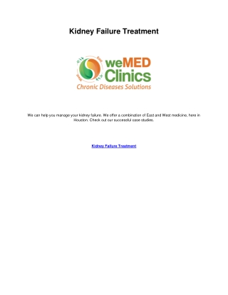 Kidney Failure Treatment