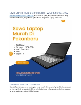 Sewa Laptop Murah Di Pekanbaru, WA 0878 9381 1922