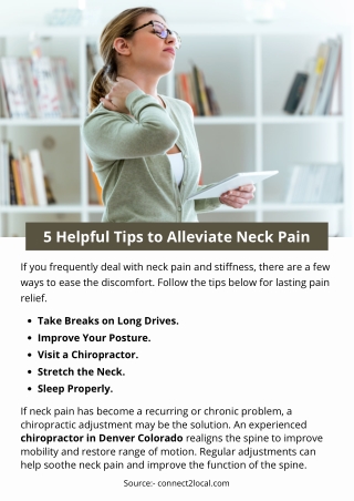 5 Helpful Tips to Alleviate Neck Pain
