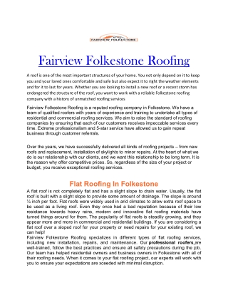 Foofing contractor Folkestone - roofing service